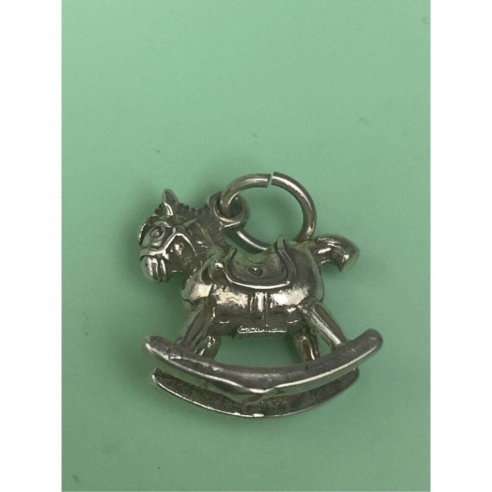 Rocking Horse Sterling Silver Jewelry Charm #vintage